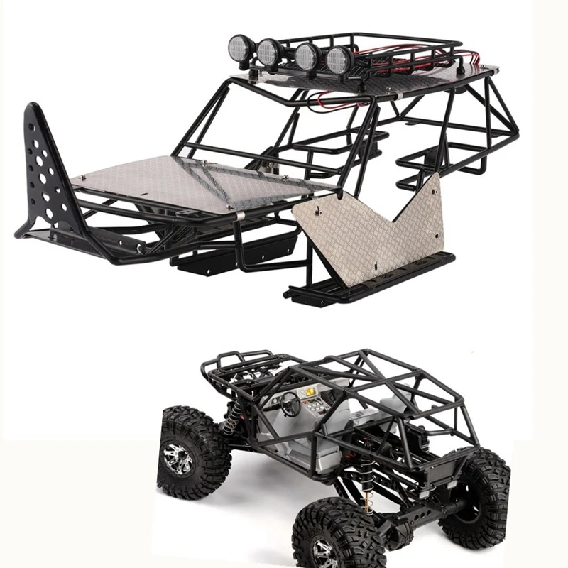 Для 1/10 масштаб радиоуправляемая модель axial Wraith AX90018 90020 металлическая рулонная клетка известность тела с багажником на крышу и металлическими листами