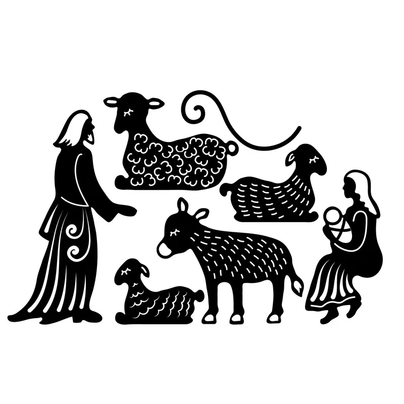 

Naifumodo Prayer Sheep Metal Cutting Dies Christams DIY Etched Dies Craft Paper Card Making Scrapbooking Embossing New