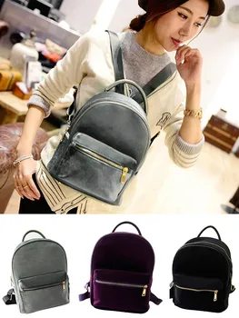 

Women Backpacks Velvet Gold velvet Backpack Veludo Schoolbag Zipper Small Sack Bags Fashion Casual Mini Backpacks Female Mochila