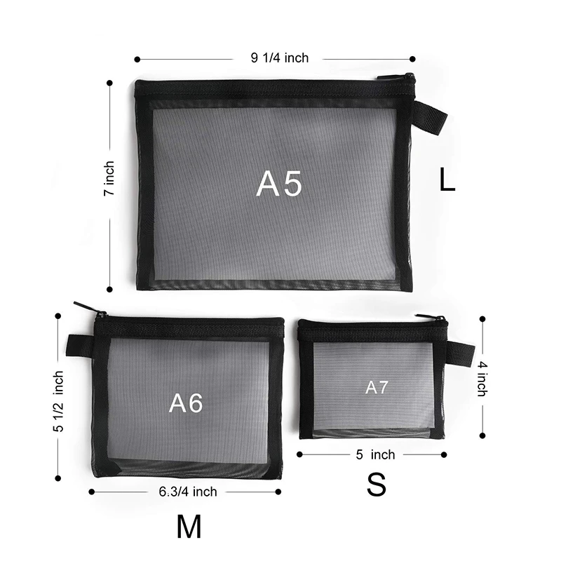 ABDB-6 шт. сетчатые сумки на молнии, упаковка из 3(S/M/L), косметический Органайзер для косметических принадлежностей, дорожный туалетный набор для хранения