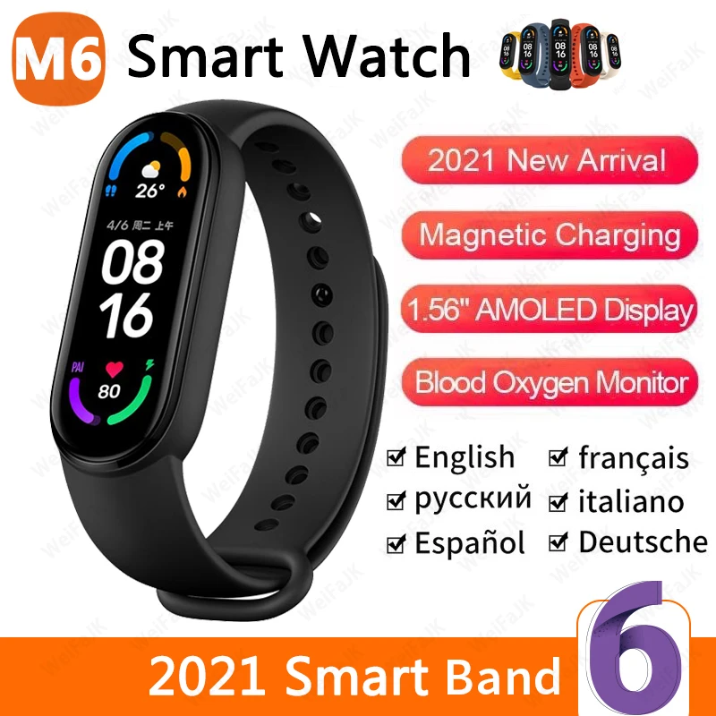 2021 M6 Smart Band Watch Men Women Smartwatch Heart Rate Sports Fitness Tracking Bracelet For Apple Xiaomi Redmi Android Watches