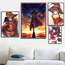 Плакатный принт KonoSuba MEGUMIN милая девушка Япония Аниме подарок чернила холст масляная живопись художественная стена картины для гостиной домашний декор