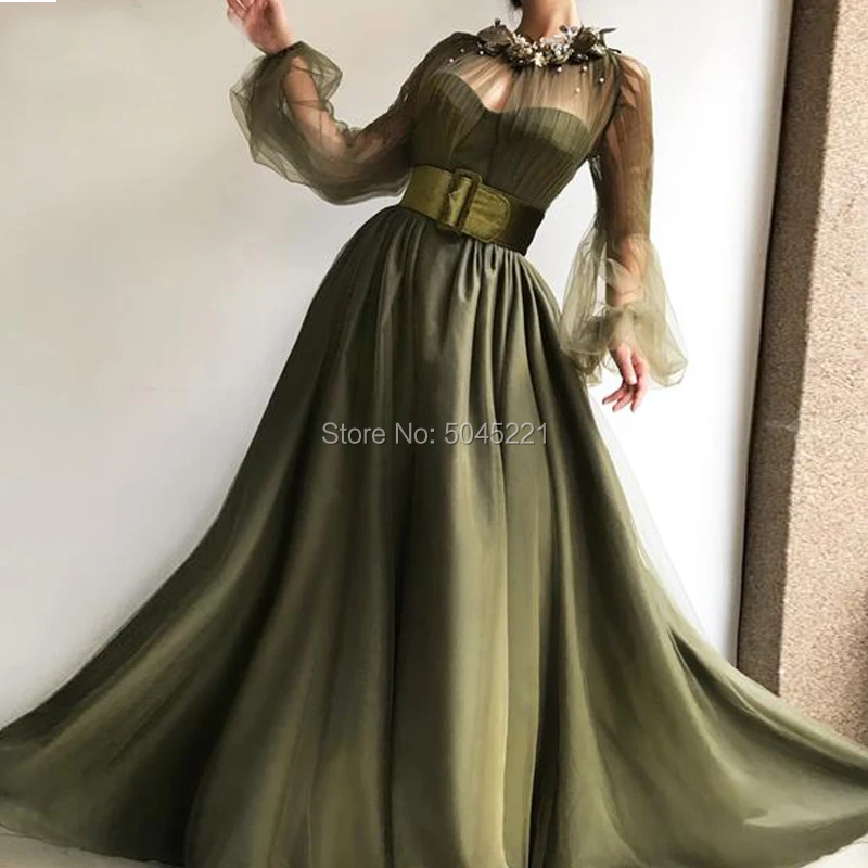2019 Иллюзия вечернее платье с длинными рукавами Пояс халат De Soiree Плюс Vestidos De Fiesta De Noche Формальное вечернее платье Арабский мусульманский