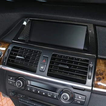 

For BMW X5 E70 2008-2013, X6 E71 2008-2014 Carbon Style GPS Screen Navigation Frame Cover Trim Sticker Car styling