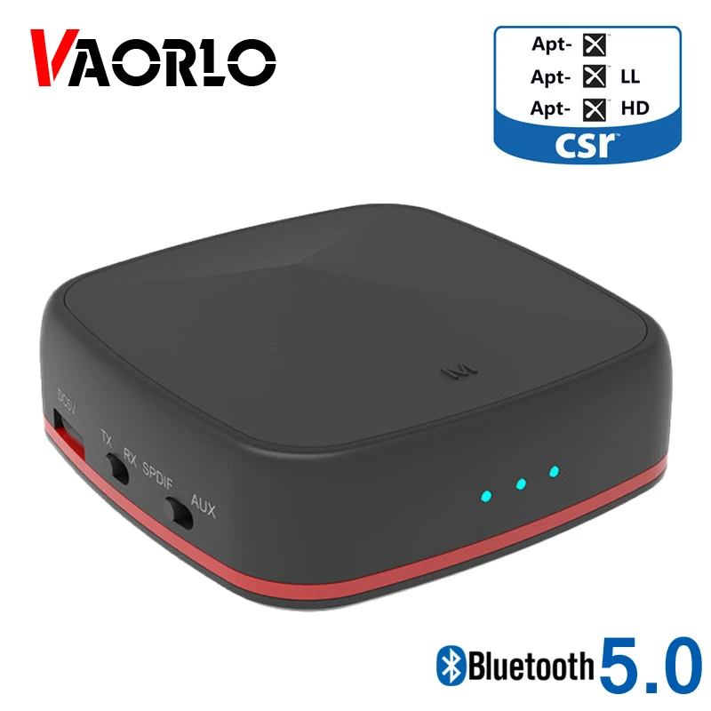 VAORLO APTX HD Low Latency Adapter Bluetooth 5 0 Transmtter Audio Receiver 2 In 1 Adaptor For Headphones TV PC With 3 5 AUX Jack