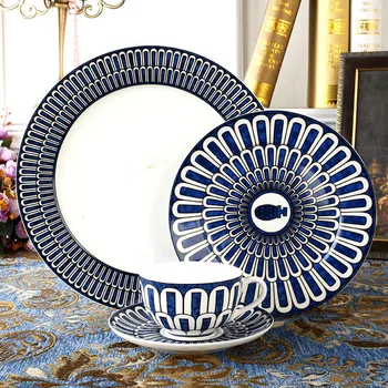 

High grade ceramic tableware 4-piece salad plate gourmet Western food plate set Bone China fruit plate set
