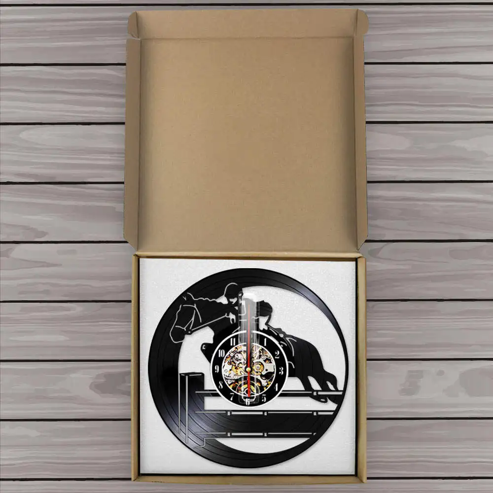 Equestrianism Hobby Vinyl Record Wall Clock Vintage Horseback Riding Sport Art Horse Rider Equestrian Vintage Clock Wall Watch