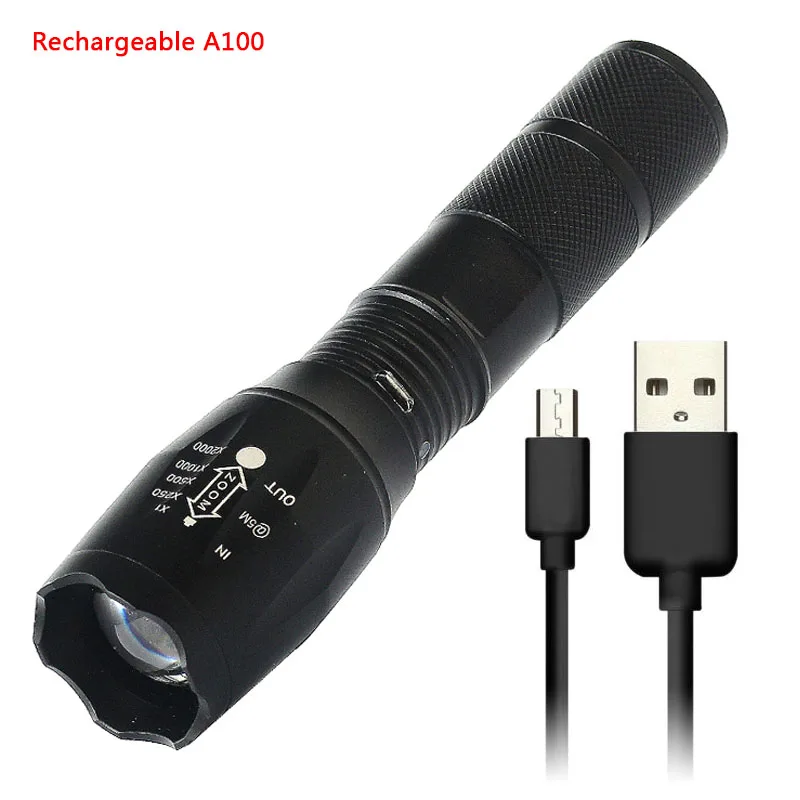 Litwod Z20 A100 Micro USB Перезаряжаемый светодиодный фонарик водонепроницаемый фонарь 5 режимов масштабируемый XML-T6/L2 для кемпинга - Испускаемый цвет: Rechargeable A