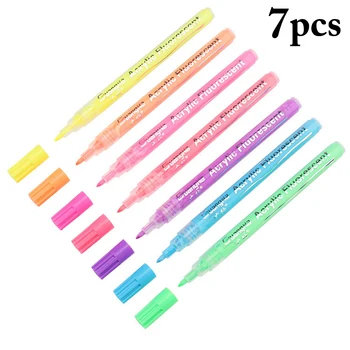 

7pcs Multicolor Highlighter Pen Creative DIY Slanted Tip Art Marker Pen Painting Marker Watercolor Fluorescent Pen