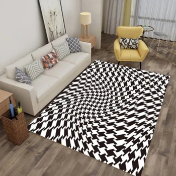 

Optical Illusion Carpet Nordic Minimalist Office Floor Carpet 3D Black And White Vision Carpet Living Room Mat