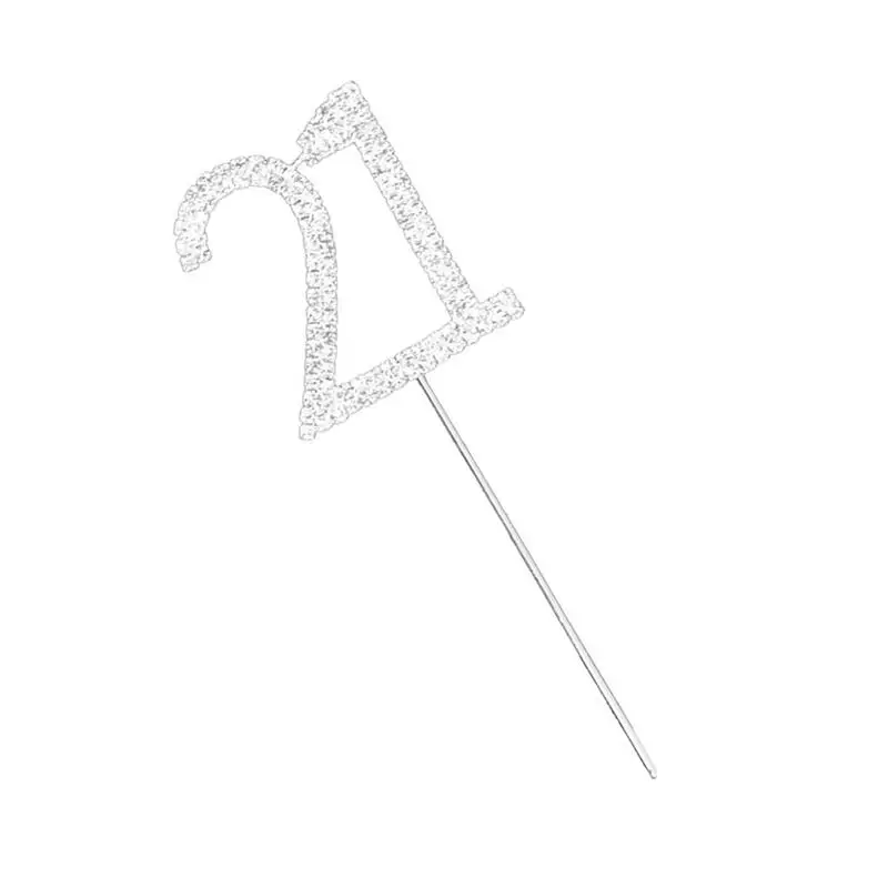 № 10, 16, 20, 21, 25, 50, 60, 70, стразы, украшенные цифровой наклейкой, Топпер для торта, для 10-й 20-й 60-й свадьбы, юбилея/дня рождения