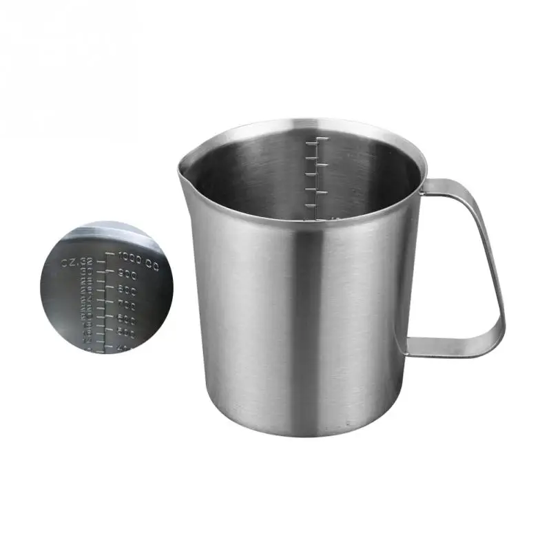 500ml Толще 500 мл/1000 мл, мерный стакан Градуированный/Выпечка/жидкая/молочная Кофейная, из нержавеющей стали мерный стакан для приготовления пищи инструмент - Цвет: 500ml