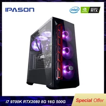 Intel 8-Core 8-threads IPASON Desktop Computer i7 9th Gen 9700k/Z390/DDR4 16G RAM/500G m.2 +2T SSD/RTX2080 8G  Gaming PC
