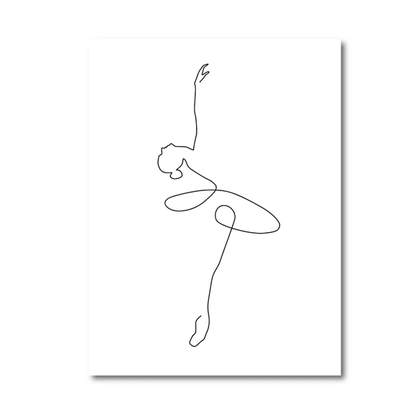 Абстрактная балерина печать одна линия тело рисунок искусство холст картина черный белый художественная картина танец плакат девушка комната Настенный декор - Цвет: PH6348