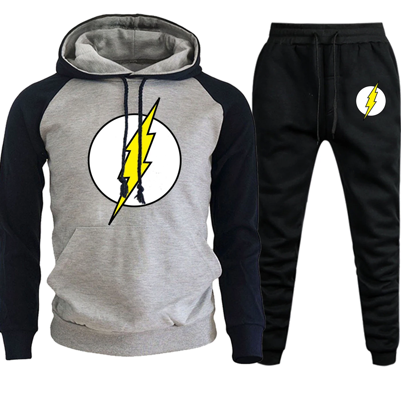 The Flash Man, уличная одежда, реглан, мужские толстовки, Осень-зима, флисовый пуловер в стиле хип-хоп, мужской костюм с капюшоном+ штаны, комплект из 2 предметов