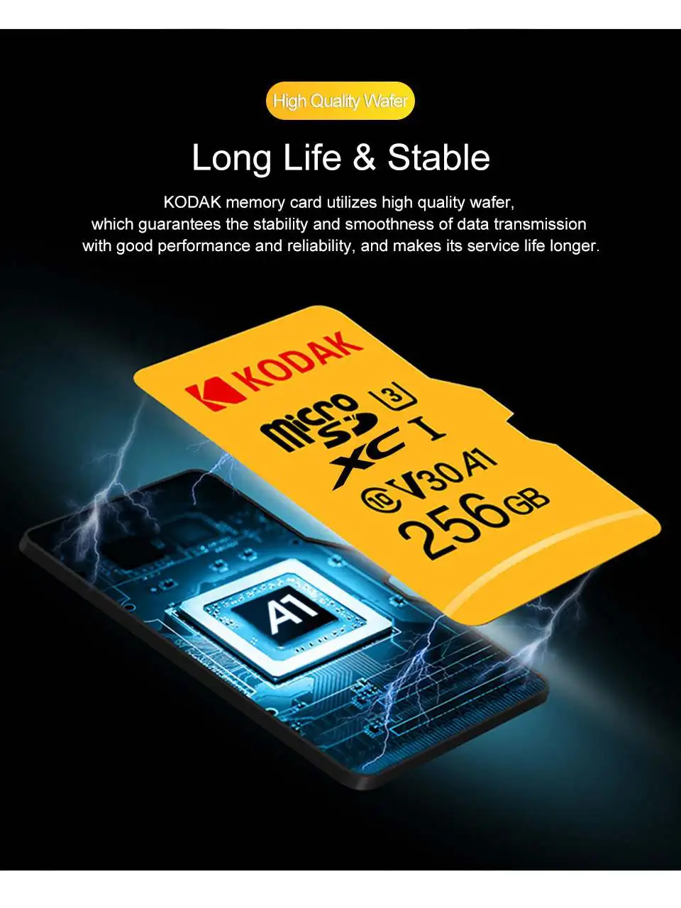 Карта памяти Kodak U3 V30 Class10 Micro SD SDXC SDHC карта TF флеш 512 ГБ 256 для хранения видео