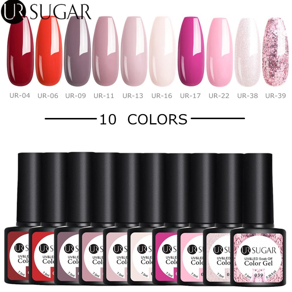 Ur Sugar 10pcs Lot Color Gel Nail Polish Set 122 Colors Semi Permanent Uv Led Gel Varnish Soak Off Nail Lacquers Base Top Nail Gel Aliexpress