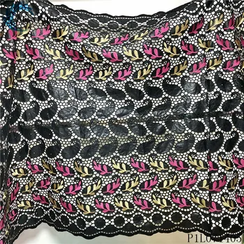 

Alisa french bazin lace nigerian riche fabric high quality black embroidery with stones african dry lace cord 100% cotton fabric