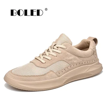 

Handmade Suede Leather Men Shoes Lace-Up Outdoor Casual Shoes Sneakers Thick Bottom Stitch Non-Slip Shoes Men
