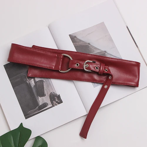 Wine Red Роскошный однотонный мягкий PU пояс женский зеленый верблюжий искусственная кожа осень Пряжка корсет ремень Дамская мода cestus пояс для платья - Цвет: Wine Red