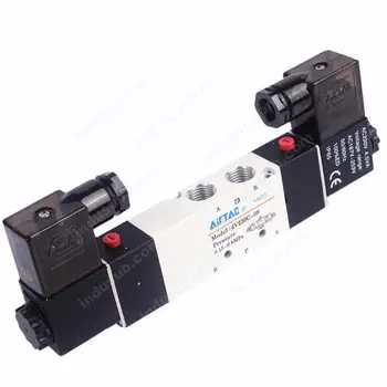 

4V220-08 Airtac Air Pneumatic Solenoid 1/4" Valve 5 way 2 Position Aluminum Alloy Internal DC12V DC24V AC110V AC220V