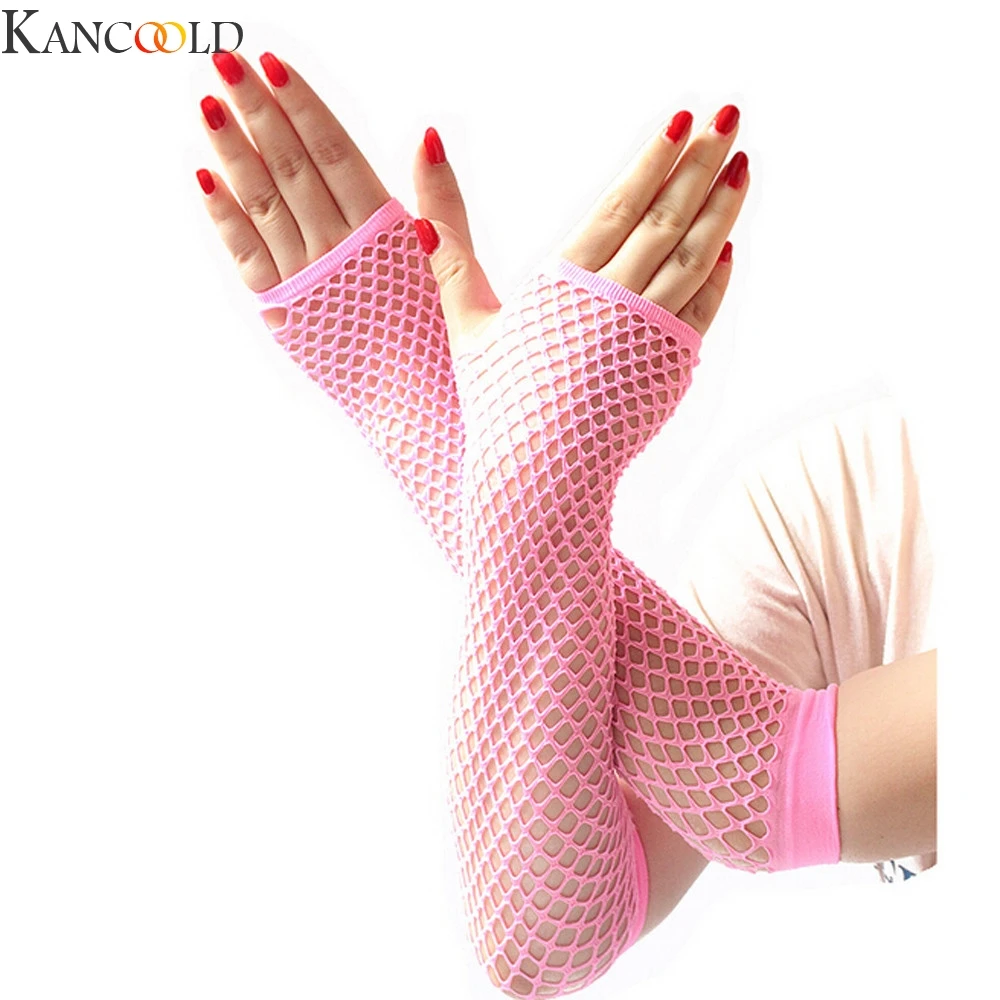 KANCOOLD женские неоновые сексуальные длинные без пальцев в сетку кружевные высокоэластичные перчатки сексуальные Нарядные Кружевные перчатки солнцезащитные перчатки