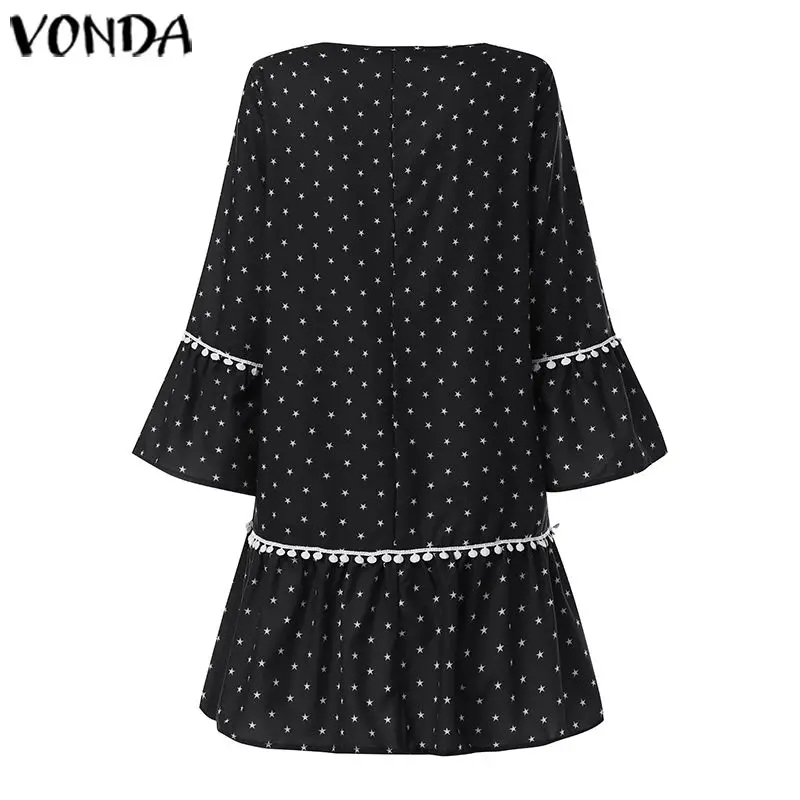 VONDA с принтом в горошек для беременных, сексуальное платье с v-образным вырезом, 3/4 рукав Мини-платья Повседневный с рукавом-фонариком праздничный сарафан в богемном стиле Vestidos 5XL