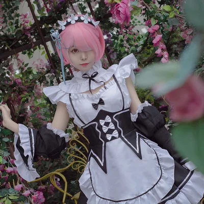 

Re: Zero Kara Hajimeru Isekai Seikatsu Cosplay Costumes Anime Rem Role Play Clothes Ram Uniform Maid Servant Dress for Women