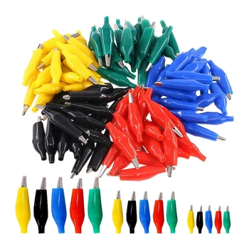 

120Pcs 28mm 35mm 45mm Alligator Clips Crocodile Electrical Test Clamps Jumper Helper with Protective Insulation Cover