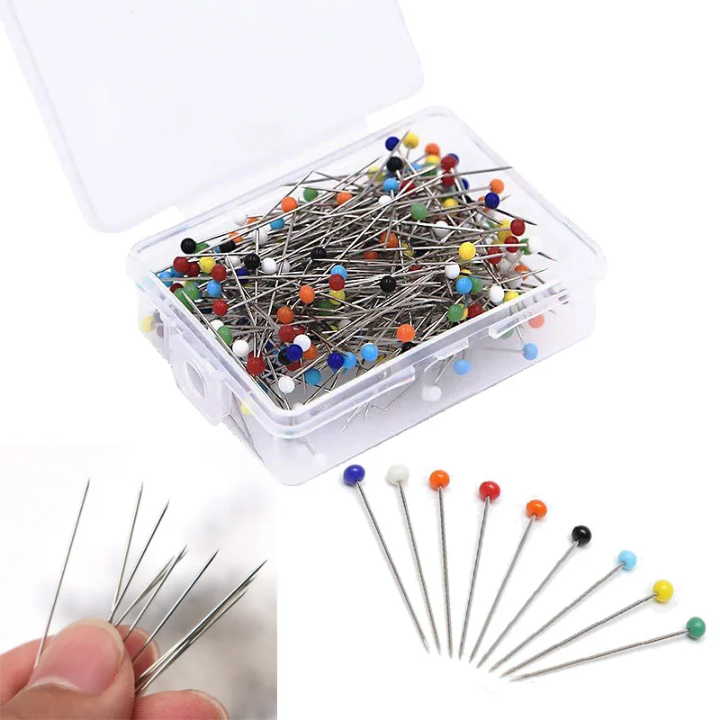 

500Pcs/boxes 38mm Round Glass Bead Head Sewing Pins Stitch Knitting Needles Sewing Fixed DIY Wedding Dressmaking Safety Pin
