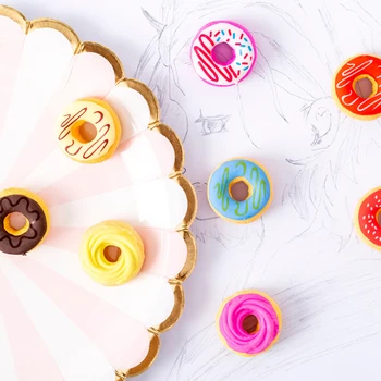 

6pcs/lot Candy color donut Rubber Eraser gift kids's Puzzle Toy Student Learning Office Stationery