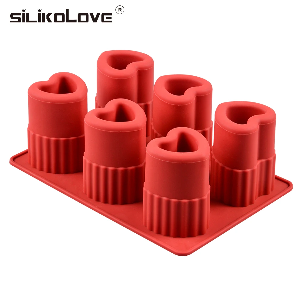 Силиконовая лоток SILIKOLOVE в форме сердца 6 полостей сделай сам с формой для кубиков