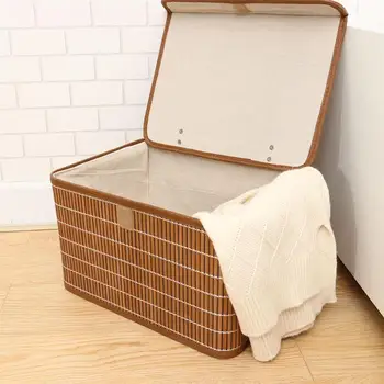 

Bamboo Weaving Basket Table Sundries Storage Basket Clothings Toy Basket Dirty Clothes Basket Household Storage Basket