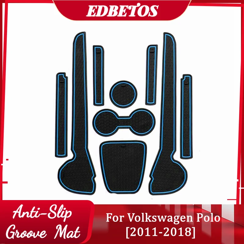 Polo GTI R 2011 2012 2013 2014 2015 2016 Anti-Slip Door Groove Mat For Volkswagen V W Polo GTI R Gate Slot Coaster Mat Carpet