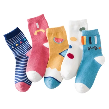 

Kids Cartoon Pattern Cotton Socks Autumn and Winter Fashion Cute Fruit Warm Mid Tube Socks Anti-slip Floor Socks