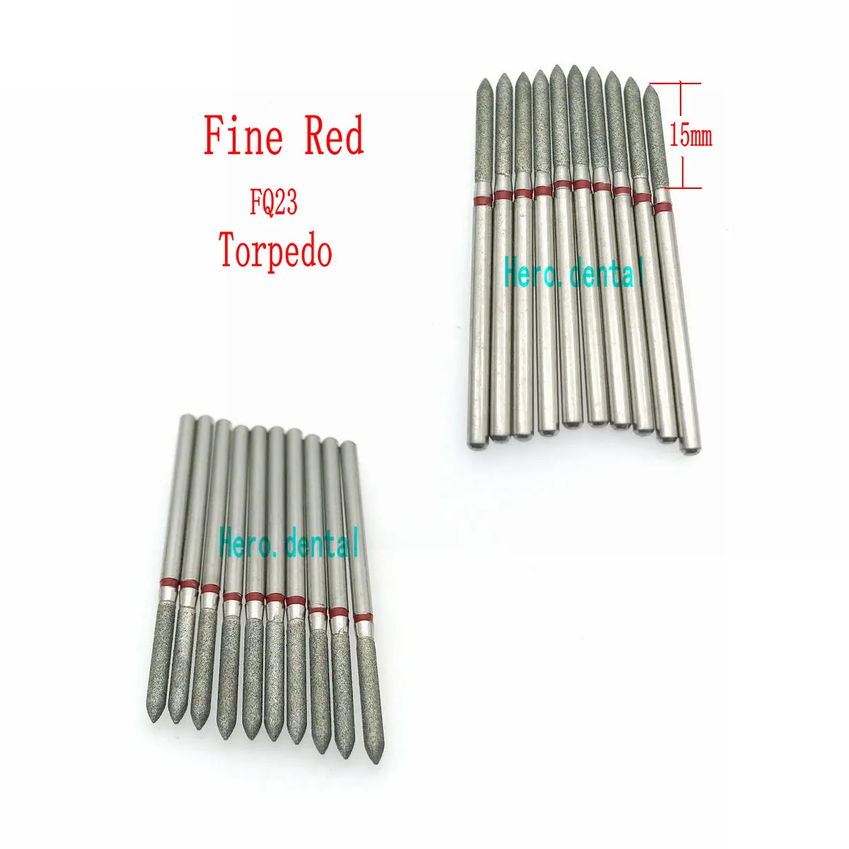 10pcs Fine Red dental Shank Diamond Grinding Bur Drill For Dental Grinding Dental Polishing Burs 2.35mm - Цвет: FQ23