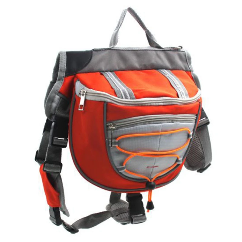 Pet Jewelry Waterproof Adjustable Polyester Backpack Dog Saddle Bag Suitable For Large Hiking Orange M | Дом и сад