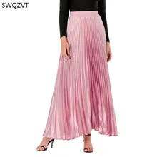 Женская Весенняя Осенняя новая однотонная Ретро Женская плиссированная юбка женская элегантная длинная юбка макси для женщин юбка