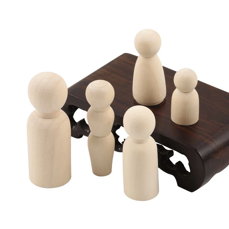 

40Pcs 32Mm/4m/5m/65Mm/58Mm Unfinished Shapes Nature Wooden Doll Paint Decorative DIY Peg Dolls Kids Scrawl Toy