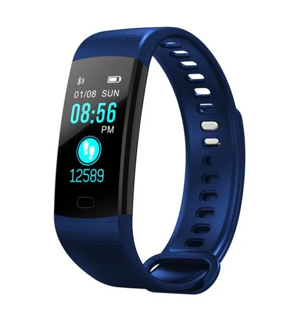 Blue Смарт-часы iviLongTail Y5, браслет, фитнес-браслет, трекер сердечного ритма, браслет, сообщения, напоминание, цветной экран, водонепроницаемый спортивный браслет - Цвет: Blue