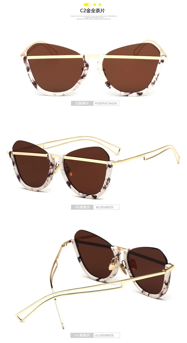 Новые стильные солнцезащитные очки Оттенки для женщин gafas de sol mujer морской дизайнер Модные полуобода металлические пластмассовые солнцезащитные очки 8347OLO