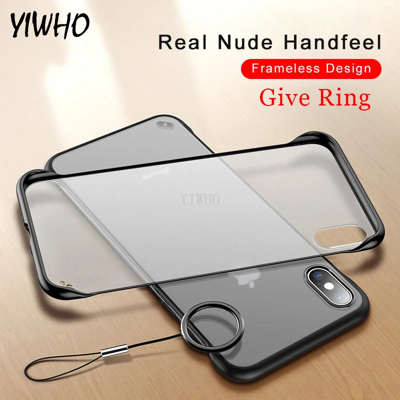 

Phone Case for IPhone 6 6s 7 8 Plus X XR XS Max Luxury Frameless Ring Design Scrub Hard PC for Apple IPhone X Phone Case Cover