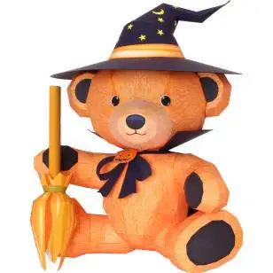 

Halloween Teddy Bear 3D Paper Model DIY Parent And Child DIY Kindergarten Handmade Paper Folding Homework Live