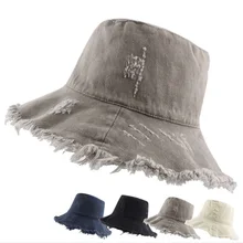 HUISHEN009 Новая Осенняя Женская Мужская рваные вареные деним джинсавая шляпа Женская хлопковая рыболовная шляпа Кепка Gorros