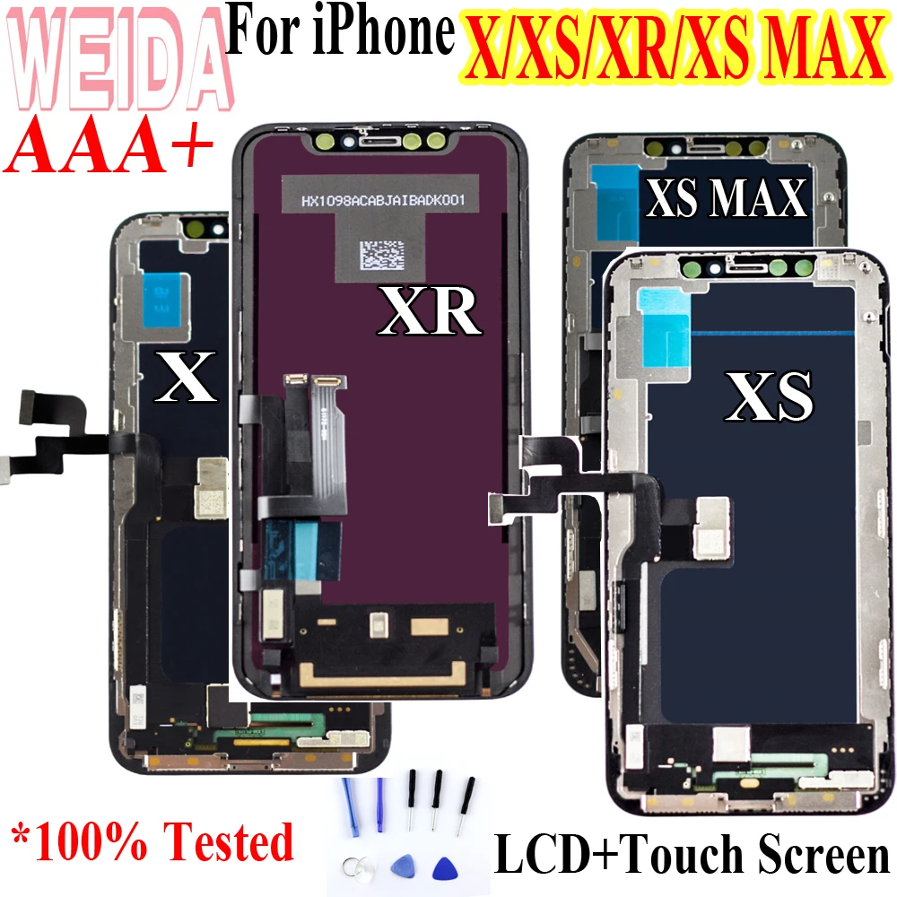 Najtaniej WEIDA oryginalny dla iphone X XS XR XS MAX wyświetlacz LCD ekran Digitizer zgromadzenie dla iphone X LCD XS lcd dla iphone XR LCD narzędzie