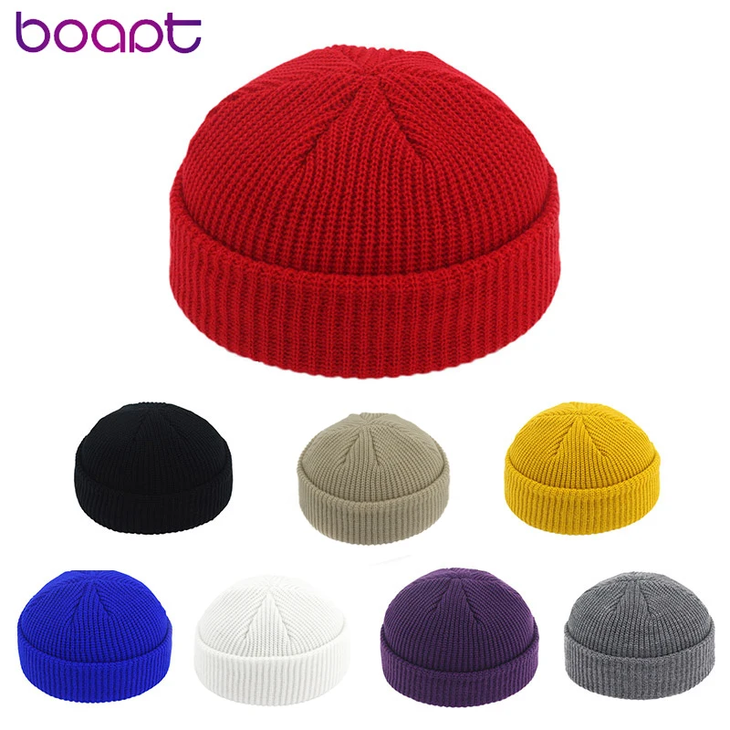 

New Unisex Beanie Hat Ribbed Knitted Cuffed Winter Hat Warm Short Beanie Casual Solid Color Skullcap Baggy For Adult Men Beanie