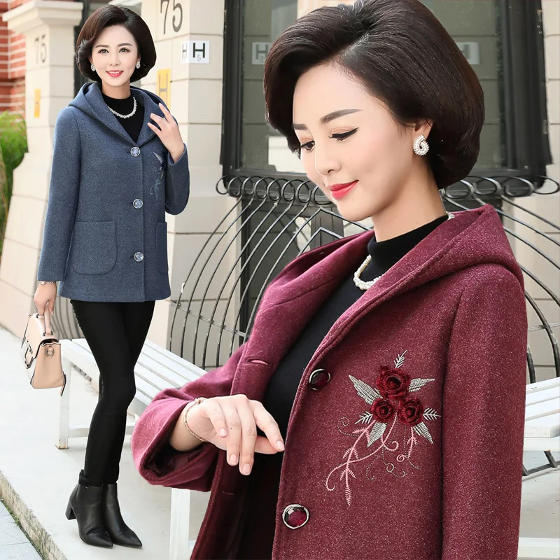 

Middle Aged And Elderly People WOMEN'S Dress Wedding Mom Autumn Clothing Woolen Jacket 60-70-Year-Old Man Grandma-Overcoat Winte