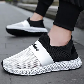 

2019 New Fashion Men's Shoes Summer Woven Mesh Anti-Odor Sneakers Breathable Lightweight Lace-Up Sneakers Shoes Schoenen Mannen