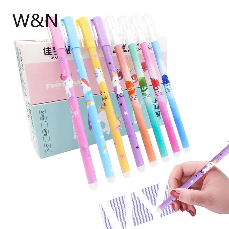 4Pcs/Set Unicorn Erasable Pen Refill Rod 0.5mm Blue/Black Ink Erasable Washable Handle Kawaii Pen School Supplies Stationery пуф детский unicorn blue