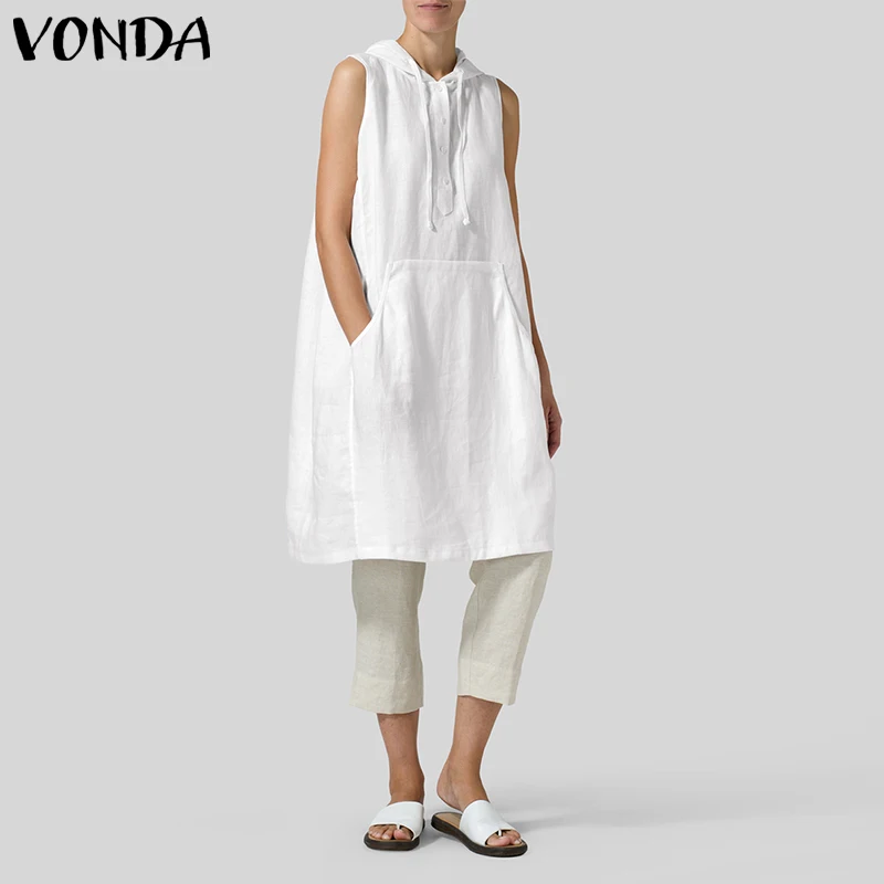 Blouse Casual Shirts Tunic Cotton Linen VONDA Plus-Size Women Holiday-Tops Blusa Female